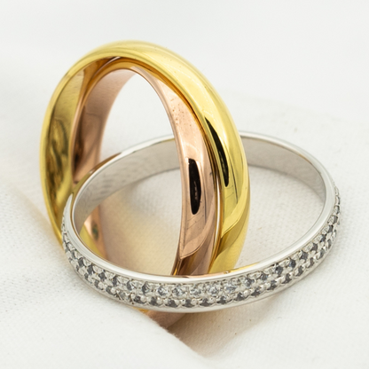 [Amore]TRINITY RING GOLD PINK GOLD SILVER DIAMONDS