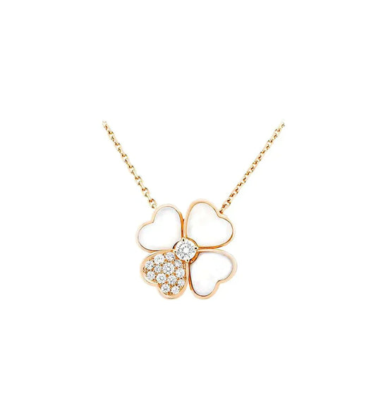 [Amore]CLOVER MOP DIAMOND ROSE GOLD NECKLACE