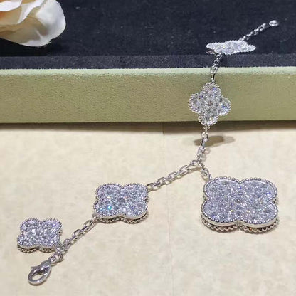 [Amore]CLOVER 6 MOTIFS SILVER DIAMOND BRACELET