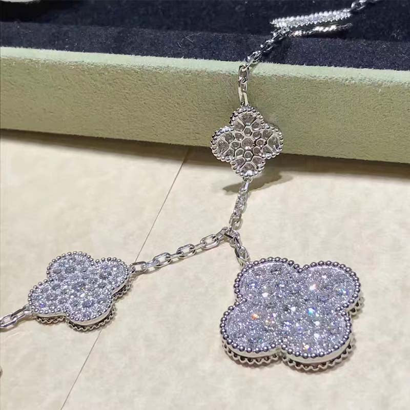 [Amore]CLOVER 6 MOTIFS SILVER DIAMOND BRACELET