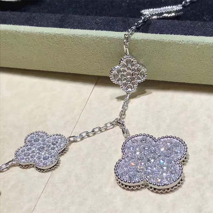[Amore]CLOVER 6 MOTIFS SILVER DIAMOND BRACELET