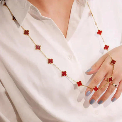 [Amore]CLOVER 20 MOTIFS CARNELIAN NECKLACE