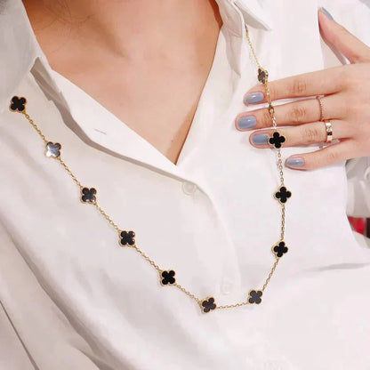 [Amore]CLOVER 20 MOTIFS ONYX NECKLACE