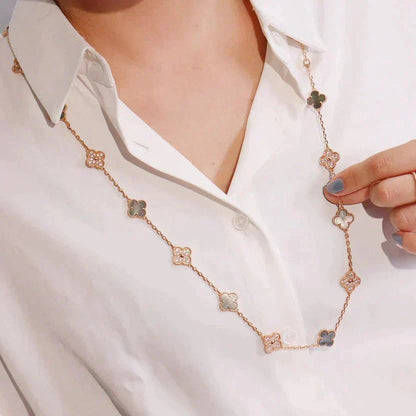[Amore]CLOVER 20 MOTIFS DARK MOP DIAMOND  NECKLACE