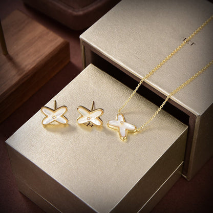 [Amore]JEUX DE WHITE MOP GOLD DIAMOND EARRINGS