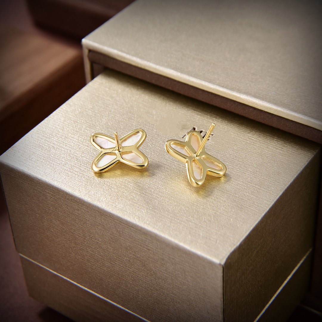 [Amore]JEUX DE WHITE MOP GOLD DIAMOND EARRINGS