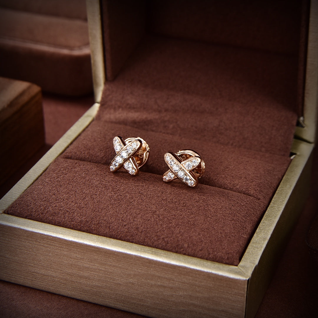 [Amore]JEUX DE GOLD DIAMOND EARRINGS