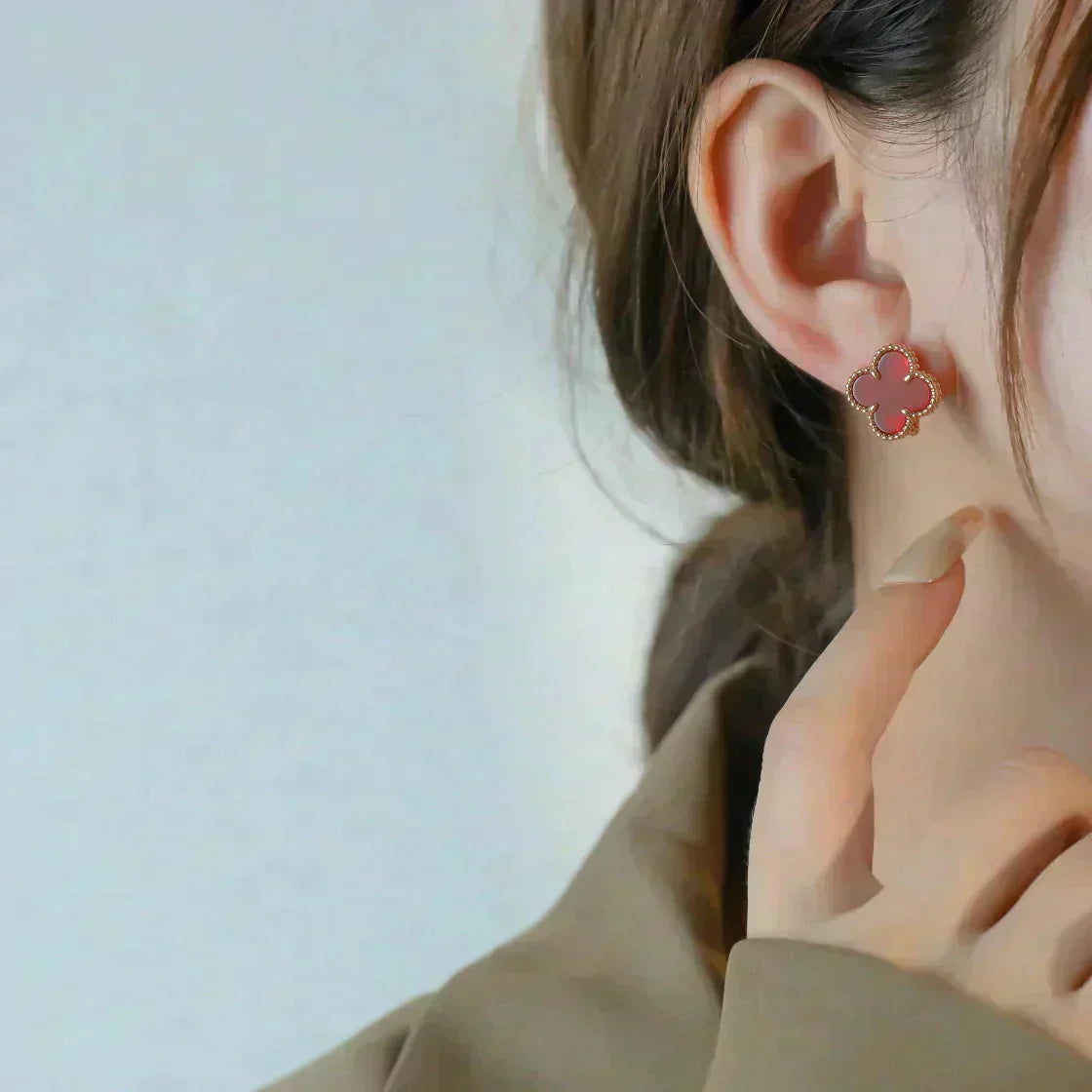 [Amore]CLOVER MEDIUM 1 MOTIFS CARNELIAN  EARRINGS