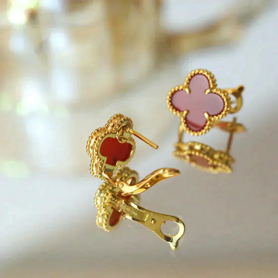 [Amore]CLOVER MEDIUM 1 MOTIFS CARNELIAN  EARRINGS