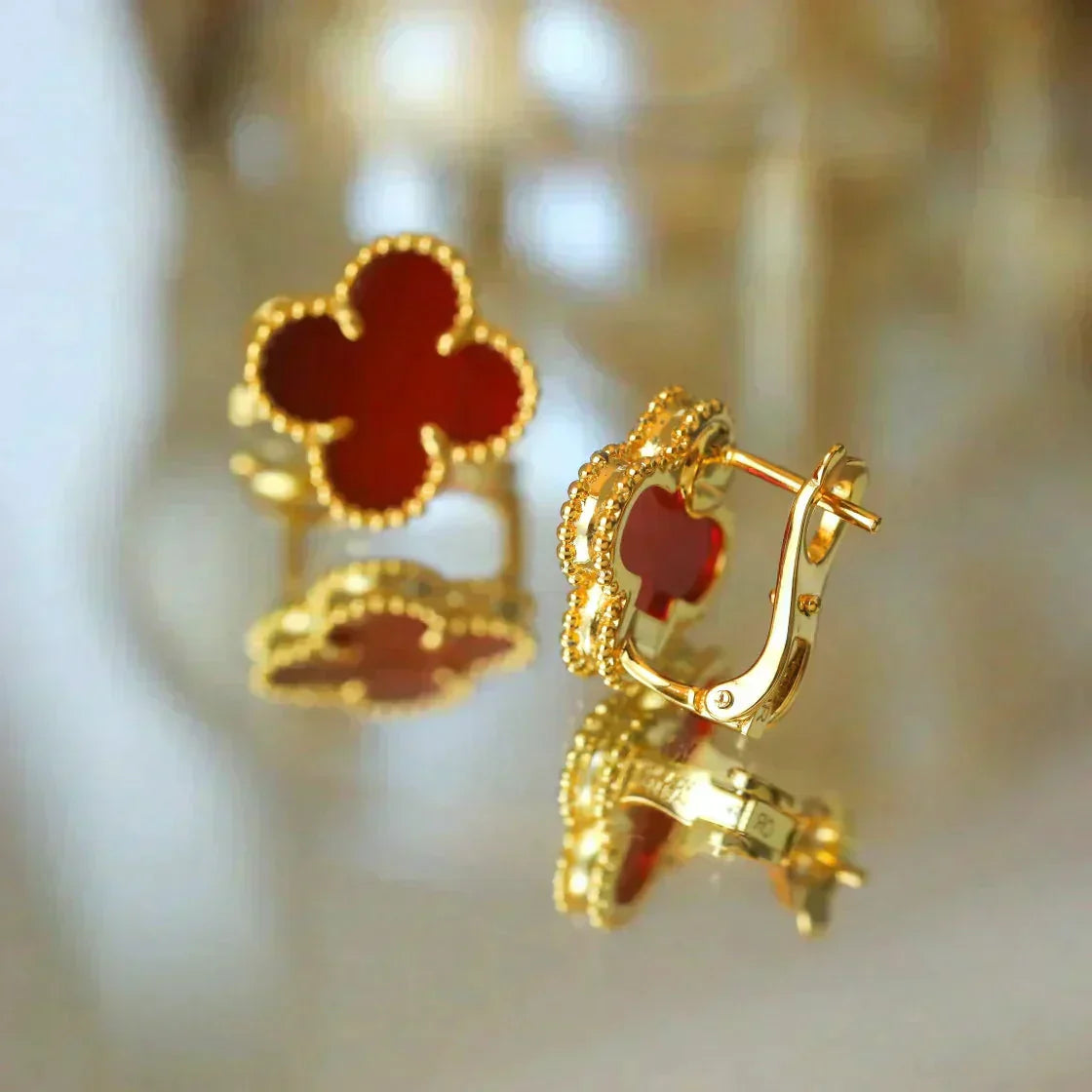 [Amore]CLOVER MEDIUM 1 MOTIFS CARNELIAN  EARRINGS