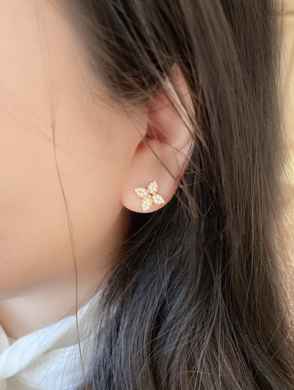 [Amore]STAR BLOSSOM STUD EARRINGS PINK GOLD DIAMONDS
