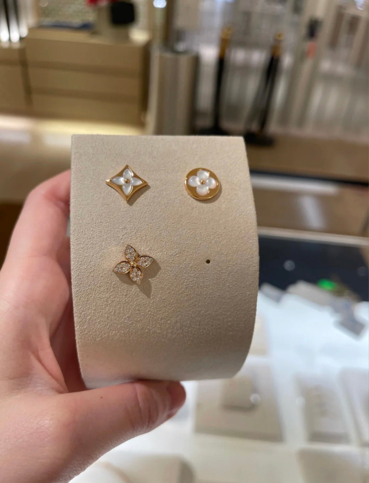 [Amore]STAR BLOSSOM STUD EARRINGS PINK GOLD DIAMONDS
