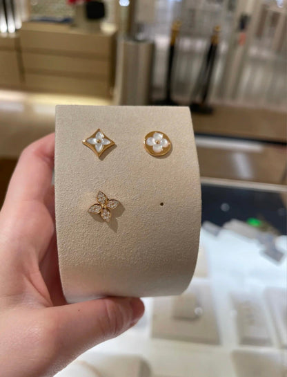 [Amore]STAR BLOSSOM STUD EARRINGS PINK GOLD DIAMONDS
