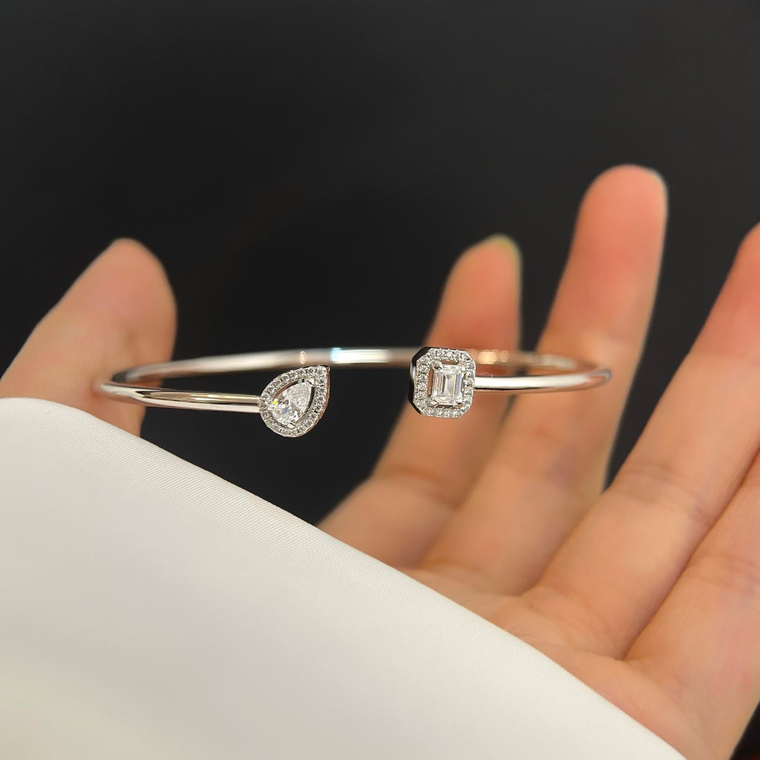 [Amore]JONC FLEX MY TWIN TOI & MOI SILVER DIAMOND BRACELET