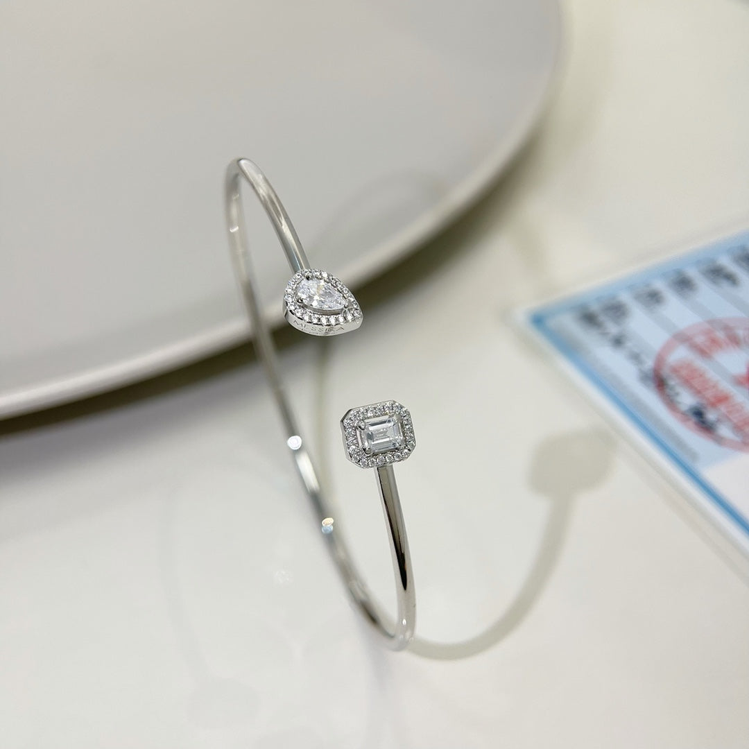 [Amore]JONC FLEX MY TWIN TOI & MOI SILVER DIAMOND BRACELET