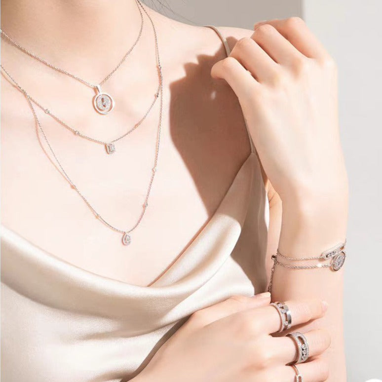 [Amore]LUCKY MOVER PM PAVED NECKLACE