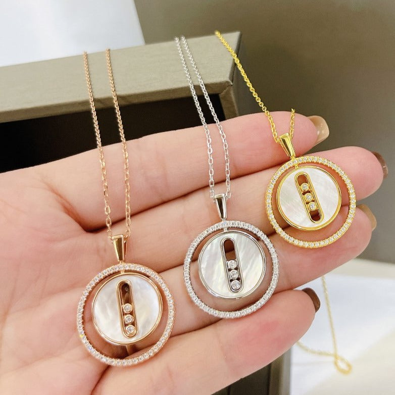 [Amore]LUCKY MOVE MM NACRE BLANCHE DIAMOND NECKLACE