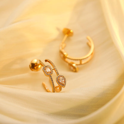[Amore]CREOLES MY TWIN 2 RANGS SILVER DIAMOND EARRINGS
