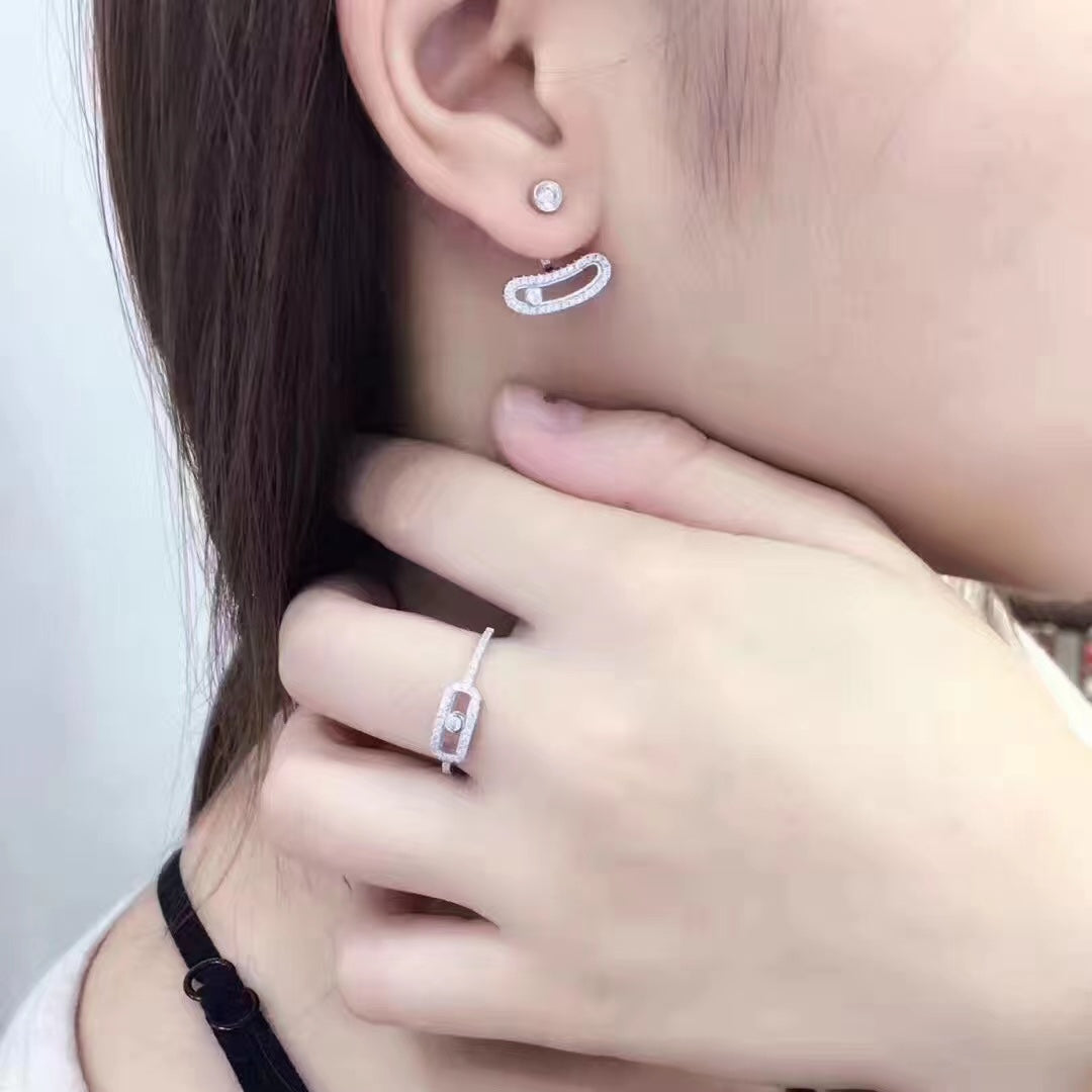 [Amore]MOVE UNO SILVER DIAMOND EARRINGS