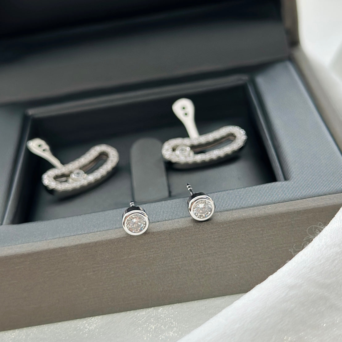 [Amore]MOVE UNO SILVER DIAMOND EARRINGS