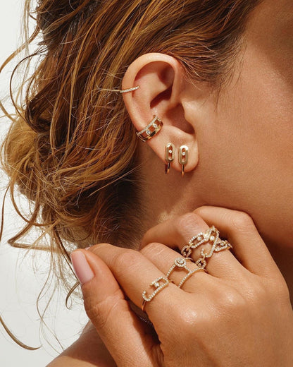 [Amore]CREOLES MOVE UNO MINI 1 DIAMOND EARRINGS