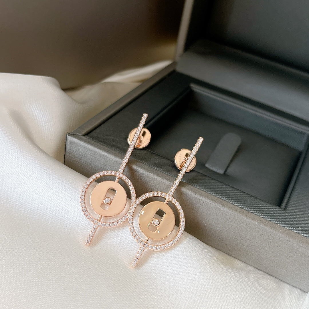 [Amore]LUCKY MOVE ARROW PINK GOLD DIAMOND EARRINGS