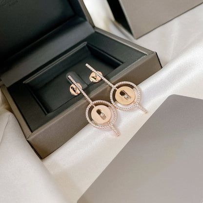 [Amore]LUCKY MOVE ARROW PINK GOLD DIAMOND EARRINGS