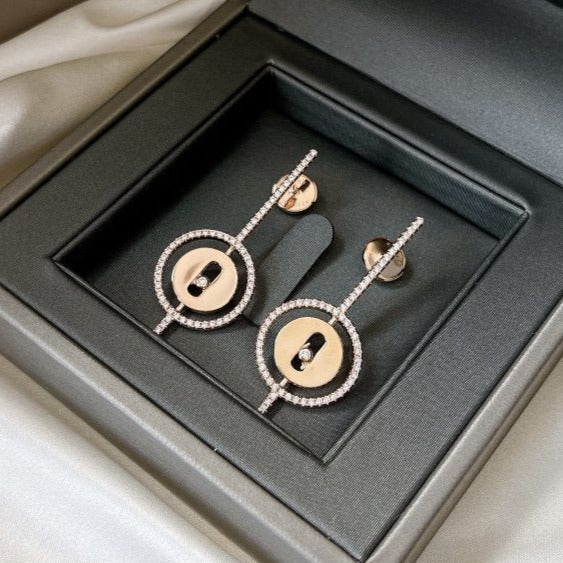 [Amore]LUCKY MOVE ARROW PINK GOLD DIAMOND EARRINGS