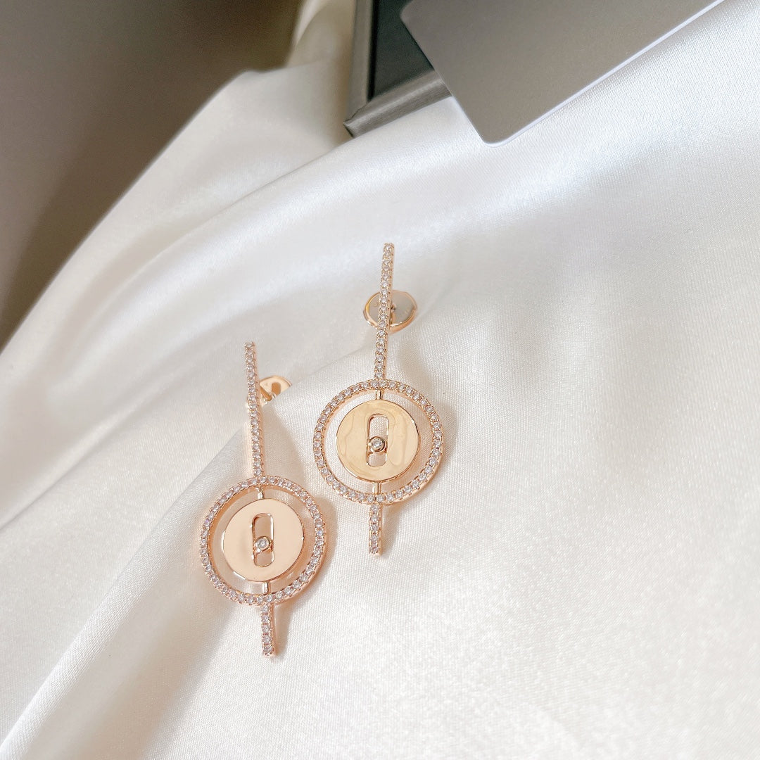 [Amore]LUCKY MOVE ARROW PINK GOLD DIAMOND EARRINGS
