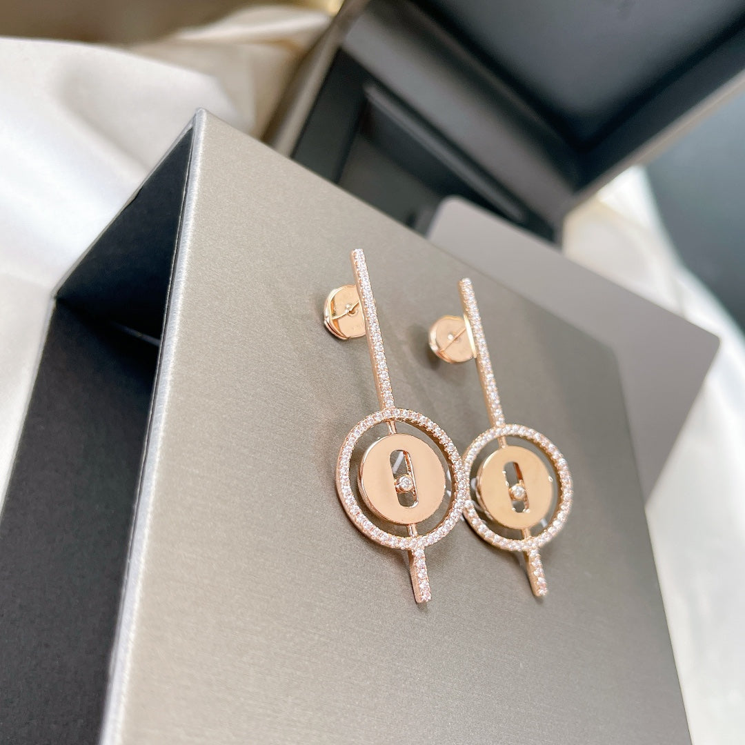 [Amore]LUCKY MOVE ARROW PINK GOLD DIAMOND EARRINGS