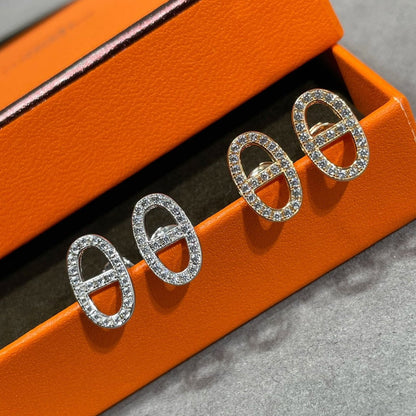 [Amore]HM FULL DIAMOND PIG NOSE STUD EARRINGS