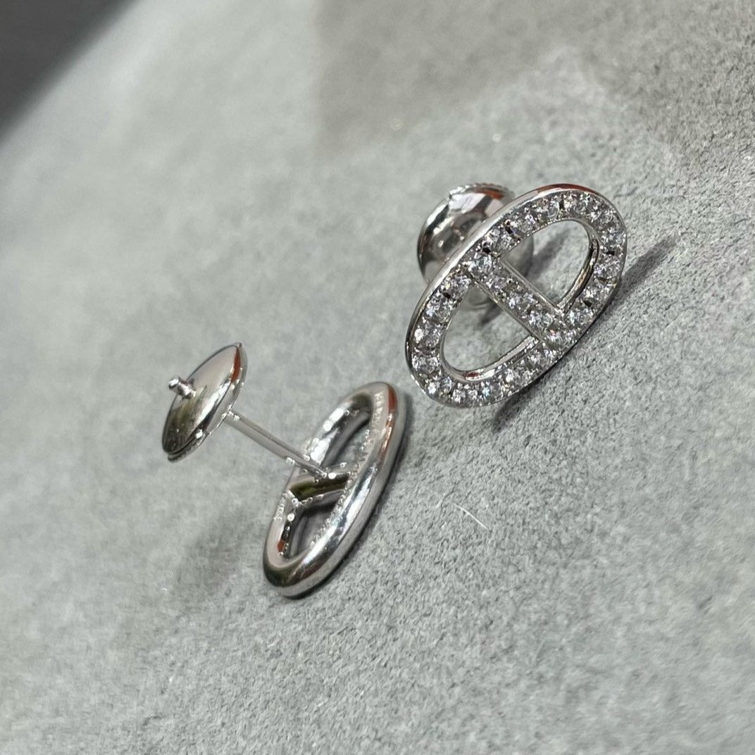 [Amore]HM FULL DIAMOND PIG NOSE STUD EARRINGS