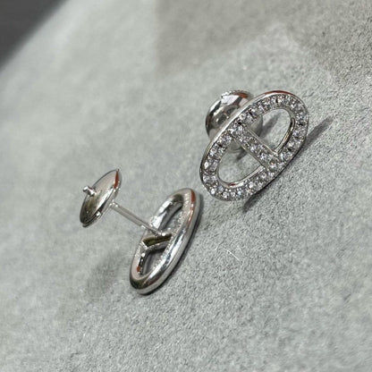 [Amore]HM FULL DIAMOND PIG NOSE STUD EARRINGS