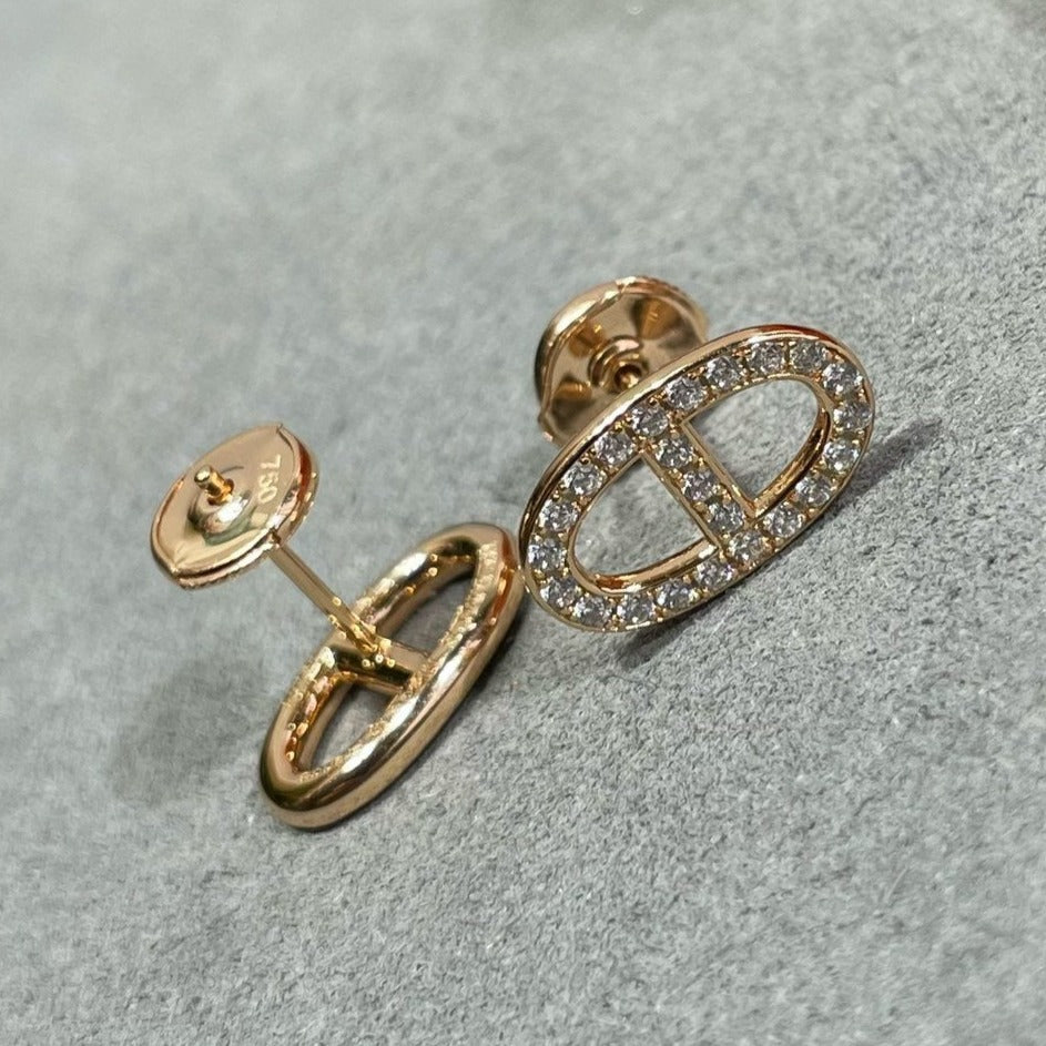 [Amore]HM FULL DIAMOND PIG NOSE STUD EARRINGS