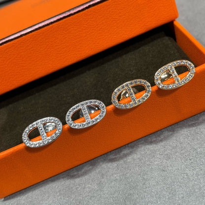 [Amore]HM FULL DIAMOND PIG NOSE STUD EARRINGS