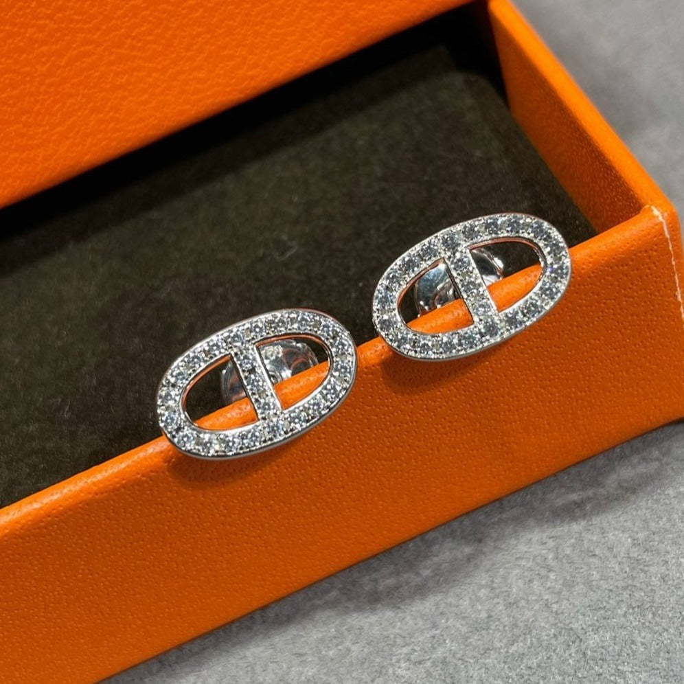 [Amore]HM FULL DIAMOND PIG NOSE STUD EARRINGS
