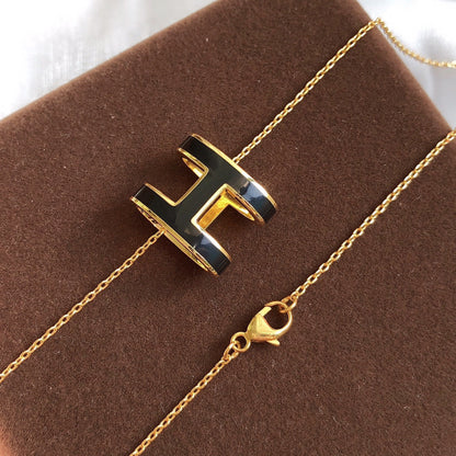 [Amore]HM CLIC BLACK ENAMEL GOLD NECKLACE