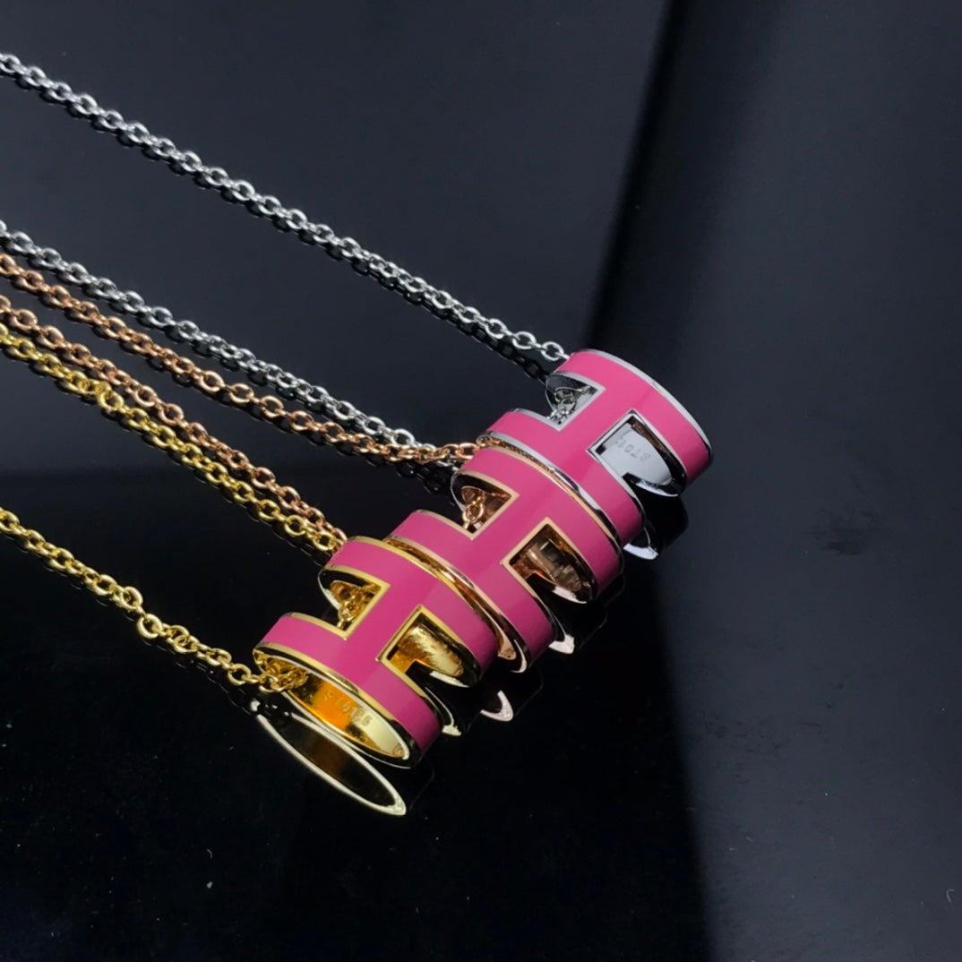 [Amore]H NECKLACE PINK