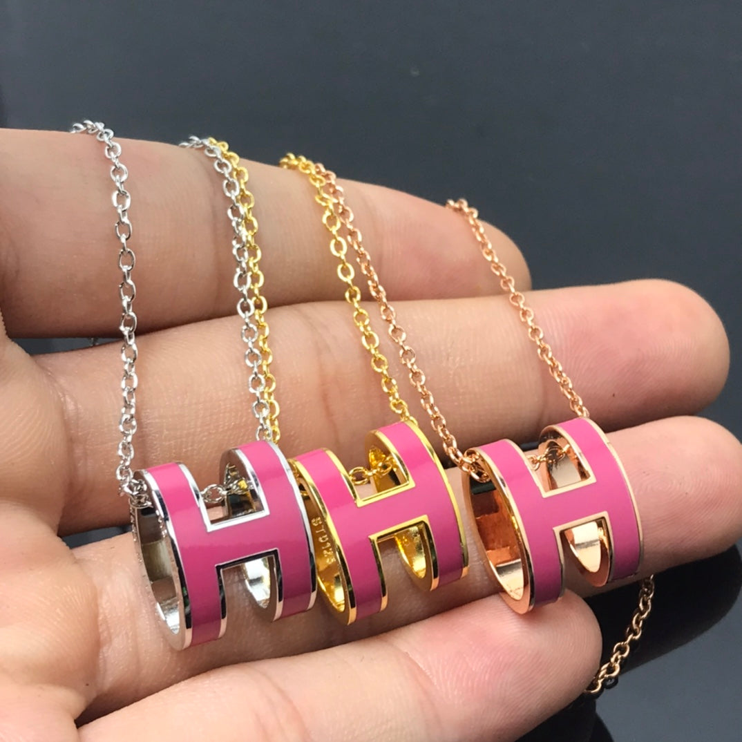 [Amore]H NECKLACE PINK