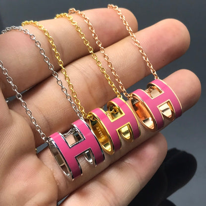 [Amore]H NECKLACE PINK