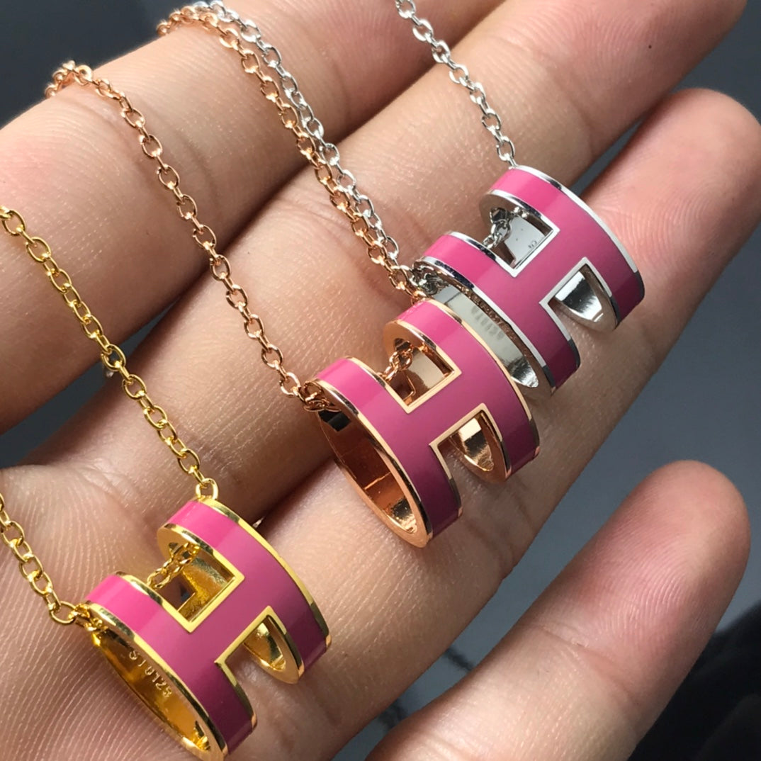 [Amore]H NECKLACE PINK