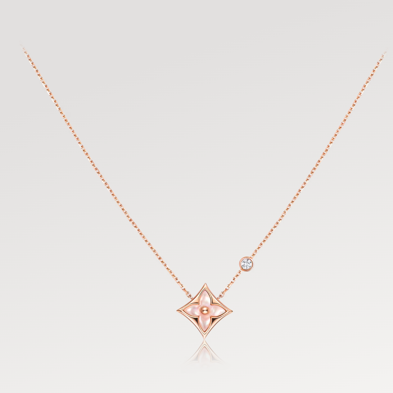 [Amore]STAR PINK MOP 1 DIAMOND PINK GOLD NECKLACE