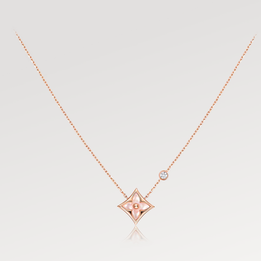 [Amore]STAR PINK MOP 1 DIAMOND PINK GOLD NECKLACE