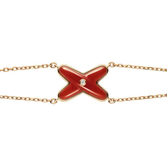 [Amore]JEUX BRACELET CARNELIAN PINK GOLD 1 DIAMOND