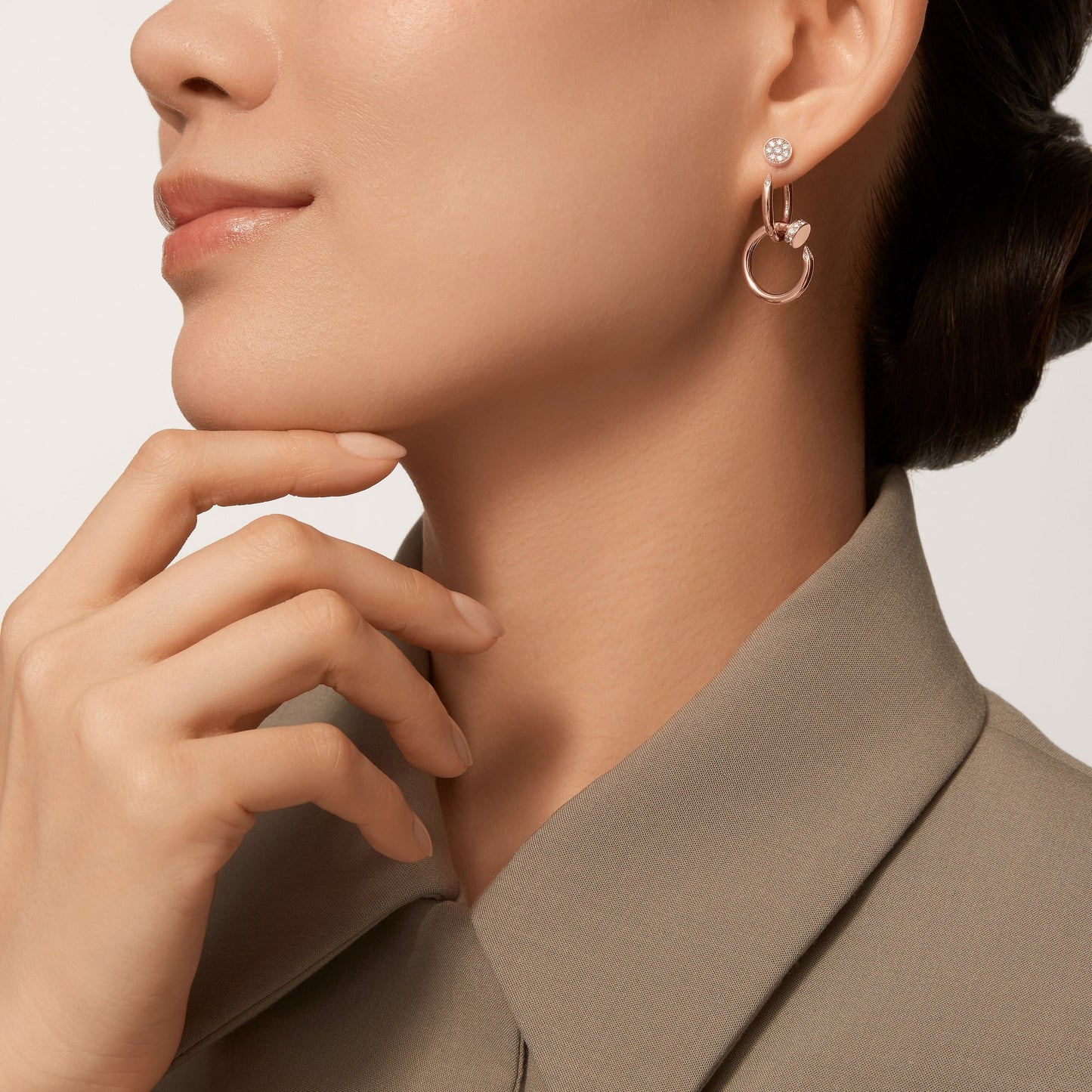 [Amore]JUSTE HALF DIAMOND DOUBLE EARRINGS