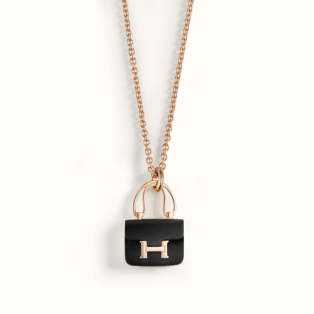 [Amore]CONSTANCE BLACK PEDANT PINK GOLD NECKLACE