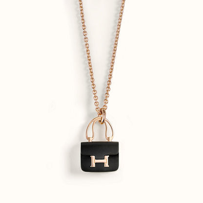 [Amore]CONSTANCE BLACK PEDANT PINK GOLD NECKLACE