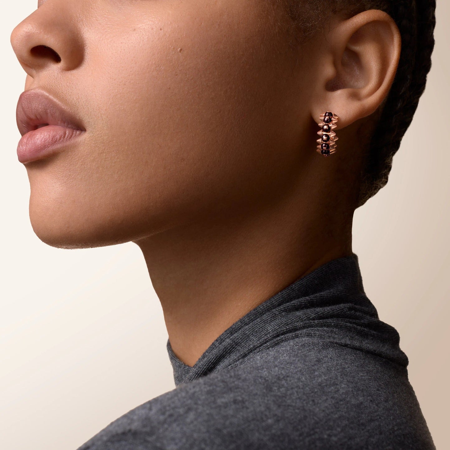 [Amore]CLASH 7.9MM AGATE CHALCEDONY EARRINGS