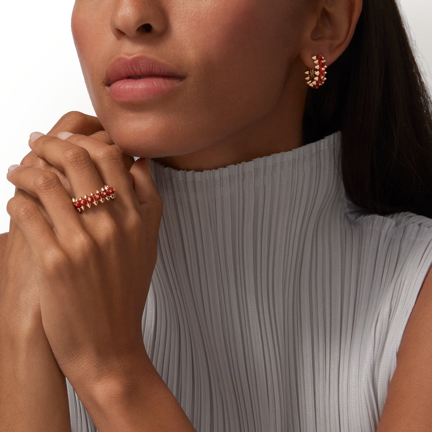 [Amore]CLASH 7.9MM AGATE CHALCEDONY EARRINGS
