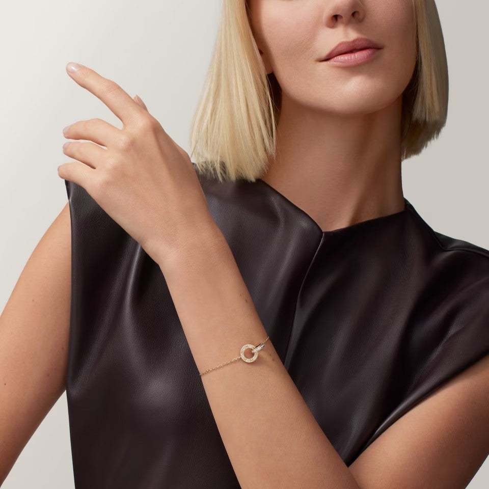 [Amore]LOVE DOUBLE RING FULL DIAMOND BRACELET